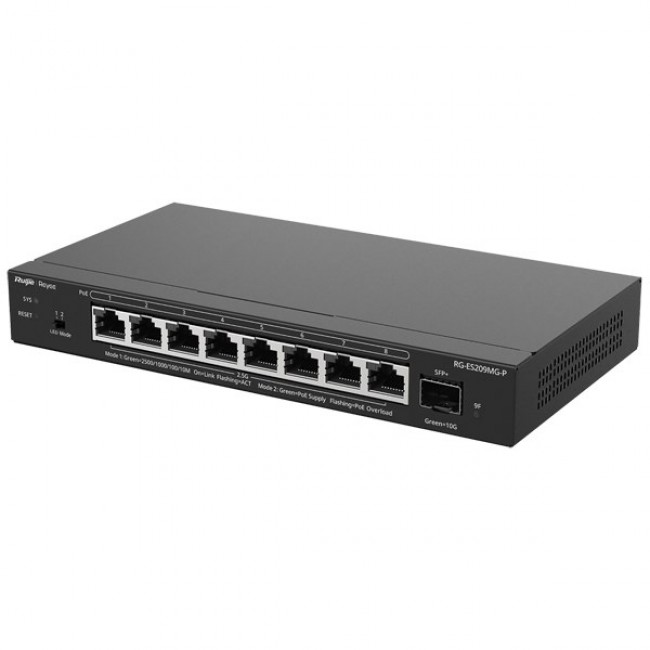 Ruijie Networks RG-ES209MG-P network switch Managed L2 2.5G Ethernet (100/1000/2500) Power over Ethernet (PoE) Black