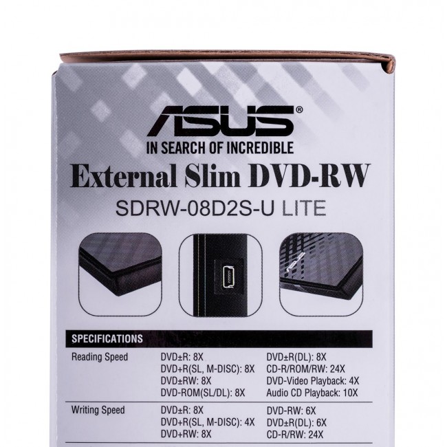 ASUS SDRW-08D2S-U Lite optical disc drive DVD RW Black ASUS SDRW-08D2S-U Lite optical disc drive DVD RW Black