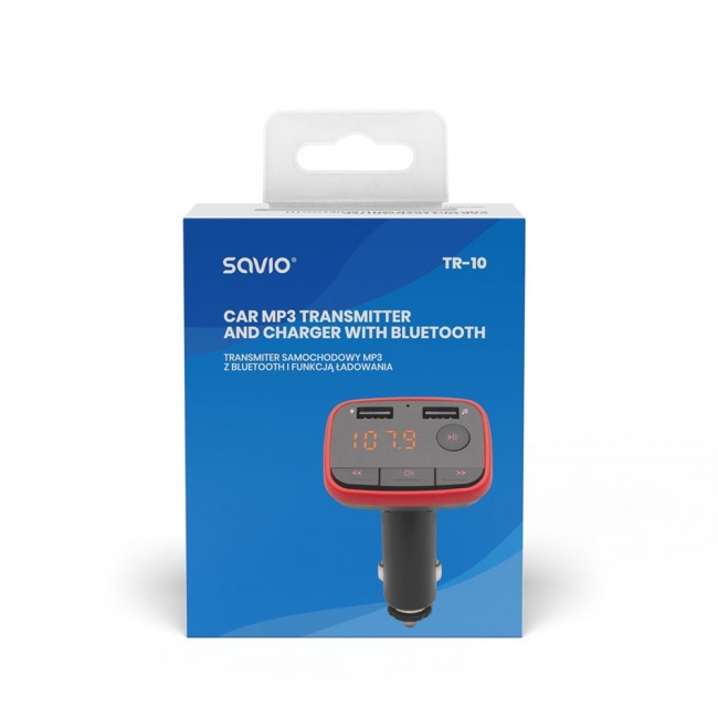 Savio Bluetooth FM Transmiter TR-10 87.6 - 107.9 MHz Black Savio Bluetooth FM Transmiter TR-10 87.6 - 107.9 MHz Black
