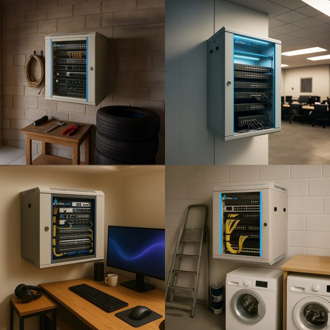 Extralink Rackmount cabinet 9U 600x600 Gray wall mounted