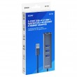 Savio AK-57 USB-A - 3 x USB-A HUB with RJ-45 Gigabit Ethernet adapter 5000 Mbit/s grey USB 3.2 Gen 1 (3.1 Gen 1) Micro-B 5000 Mbit/s Black