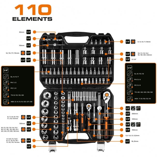 Socket wrenches 1/4