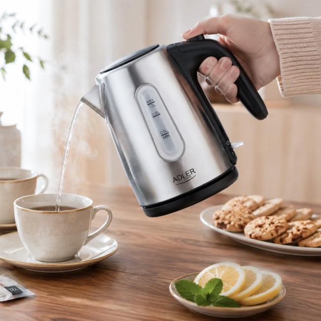 Adler AD 1273 electric kettle 1 L 1200 W Black, Hazelnut, Stainless steel Adler AD 1273 electric kettle 1 L 1200 W Black, Hazelnut, Stainless steel