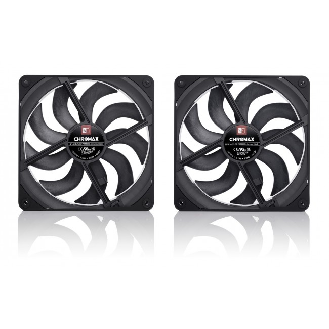 Noctua NF-A14x25 G2 PWM Sx2-PP chromax.black Next-gen black 140mm dual fan set