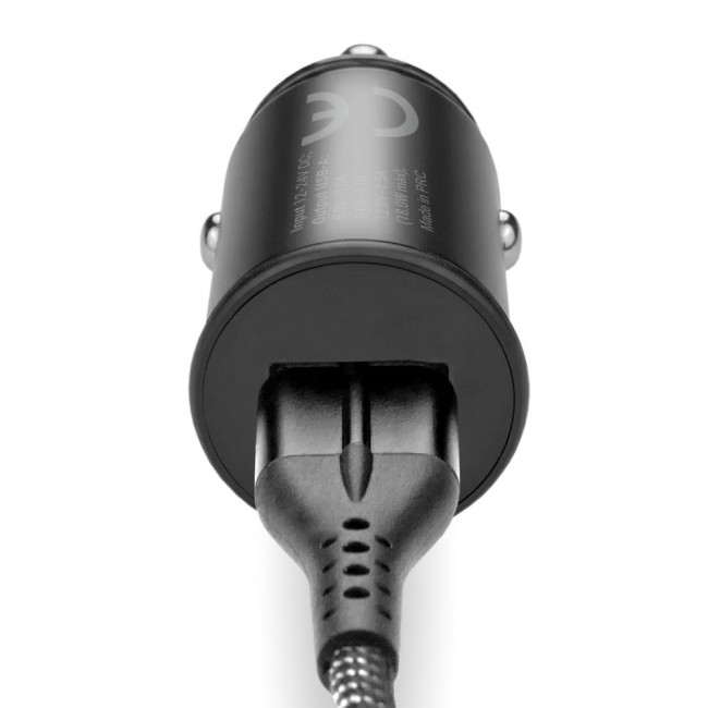 Car charger 1 X USB QC3.0 18W black + cable USB-C 1m