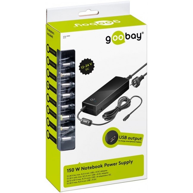 Laptop Power Supply Goobay 150 W, 8.5 A, 24 V (55004) Laptop Power Supply Goobay 150 W, 8.5 A, 24 V (55004)