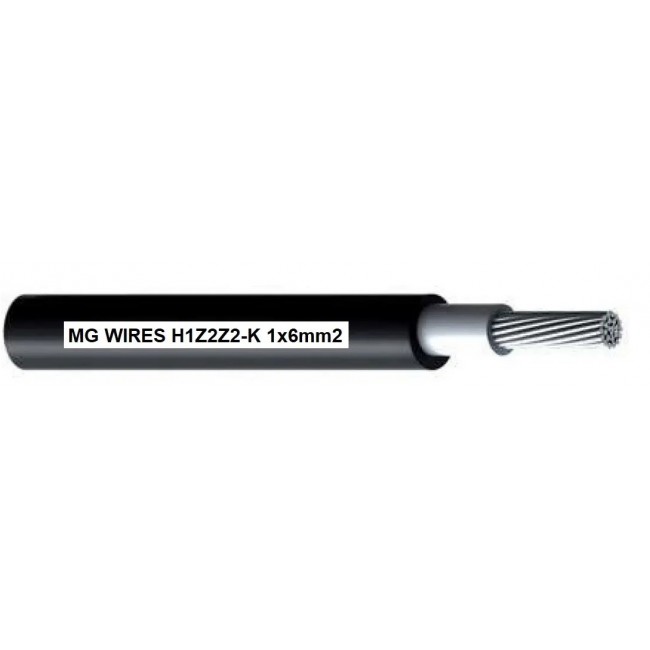 Photovoltaic cable // MG Wires // 1x6mm2, 0.6/1kV black H1Z2Z2-K-6mm2 BK, 50m package
