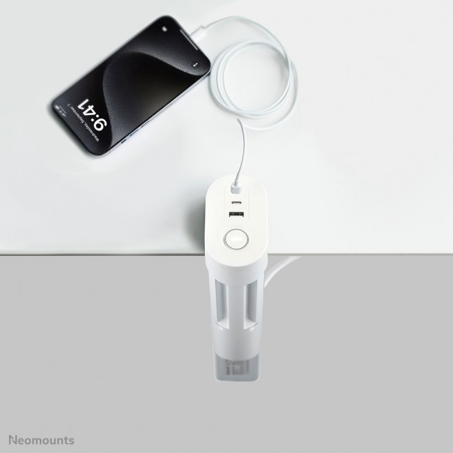 Neomounts DS22-840WH6 Desk socket with clamp and USB-C and USB-A ports - Quick charge