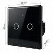 Qoltec 52712 Smart Touch 2-Gang Light Switch | Wi-Fi | Timer | Tuya | Smart Life | Tempered Glass | Black