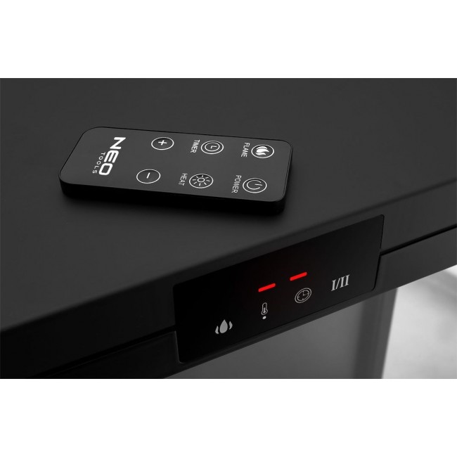 Electric Fireplace NEO TOOLS 2000 W, 3D Flame Effect, Thermostat, Black