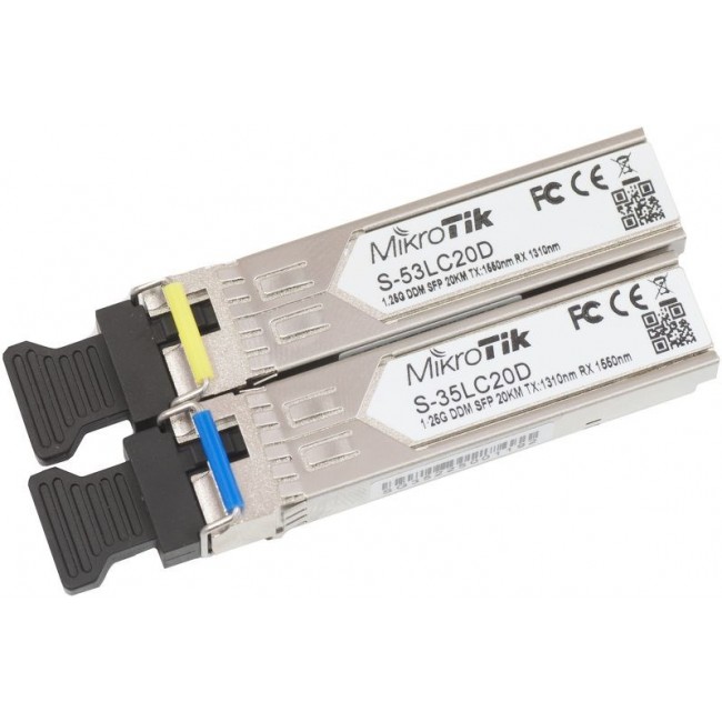 MikroTik Pair of SFP modules S-3553LC20D (S-35LC20D 1.25G SM 20km T1310nm/R1550nm + S-53LC20D 1.25G SM 20km T1550nm/R1310nm) MikroTik Pair of SFP modules S-3553LC20D (S-35LC20D 1.25G SM 20km T1310nm/R1550nm + S-53LC20D 1.25G SM 20km T1550nm/R1310nm)