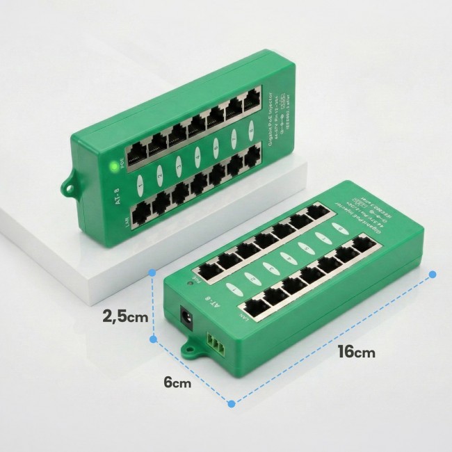 Extralink Gigabit PoE Injector 8 Port Active, 8 ports Gigabit 802.3at/af, Mode A Extralink Gigabit PoE Injector 8 Port Active, 8 ports Gigabit 802.3at/af, Mode A