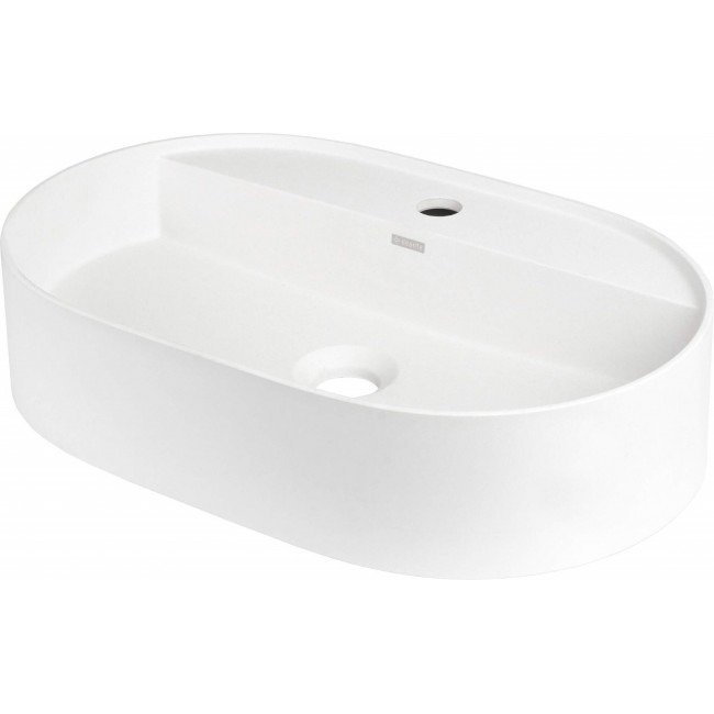 Granite countertop washbasin with a faucet island - oval