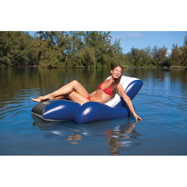 Intex Floating Recliner Lounge Black, Blue, White Monochromatic Vinyl Floating lounge chair Intex Floating Recliner Lounge Black, Blue, White Monochromatic Vinyl Floating lounge chair