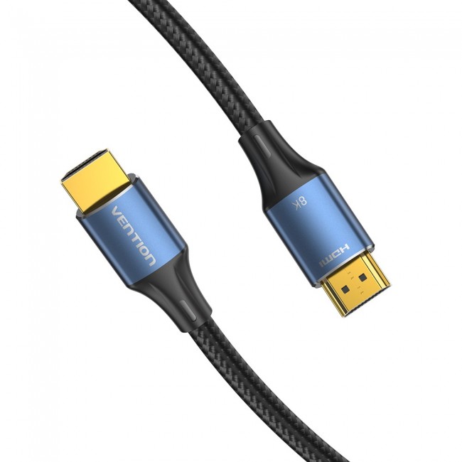 Vention Cotton Braided HDMI-A Male to Male HD Cable 8K 2M Blue Aluminum Alloy Type