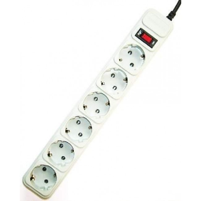 Gembird SPG6-B-10C Surge protector, 6 Schuko sockets, 3m, grey