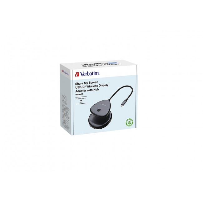Verbatim Share My Screen USB-C Wireless Display Adapter 4K with Hub WDA-02