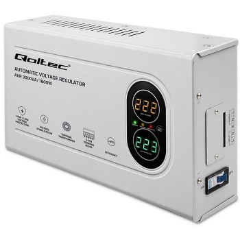 Qoltec Automatyczny Stabilizator napięcia AVR 3000VA | 1800W | Compact | Toroidalny transformator