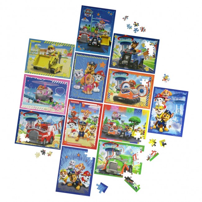 Games PAW Patrol, 12-Puzzle Pack 24-Piece 48-Piece 100-Piece Kids Puzzles Chase Marshall Skye Everest Rubble Zuma Rocky, for Preschoolers Ages 4 and up