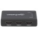Manhattan HDMI Splitter 4-Port (Compact), 4K@30Hz, Displays output from x1 HDMI source to x4 HD displays (same output to four displays), AC Powered (cable 0.7m), Black, Three Year Warranty
