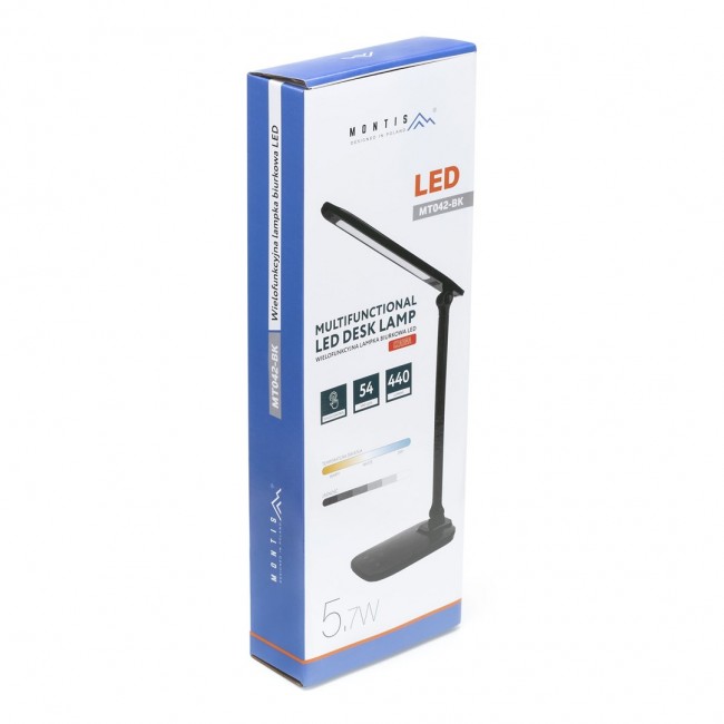 Montis Lampka biurkowa wielofunkcyjna LED MT042-BK Czarna/Black table lamp 5.7 W F Montis Lampka biurkowa wielofunkcyjna LED MT042-BK Czarna/Black table lamp 5.7 W F