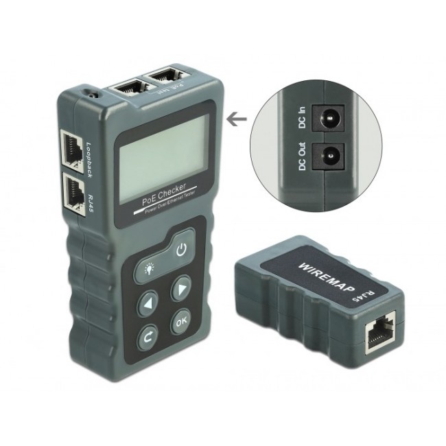 DeLOCK LCD Cable Tester RJ45 / PoE / DC DeLOCK LCD Cable Tester RJ45 / PoE / DC
