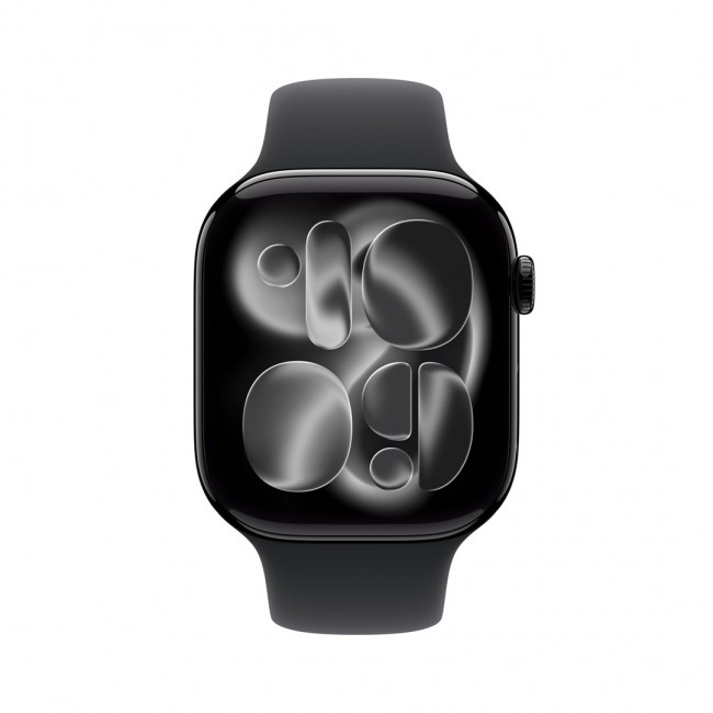 Apple Watch Series 11 GPS 46mm Jet Black Aluminium Case with Black Sport Band - M/L