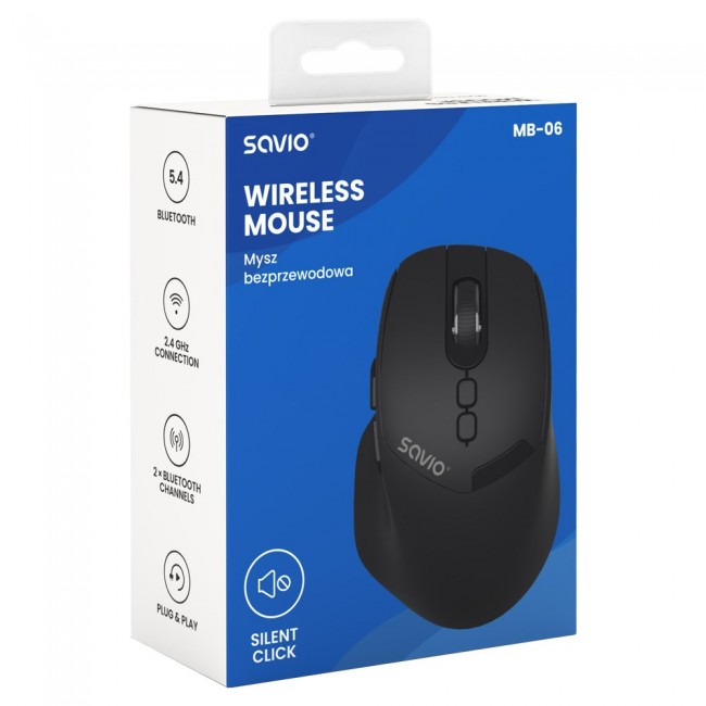 Savio MB-06 mouse Universal Ambidextrous Bluetooth 3800 DPI