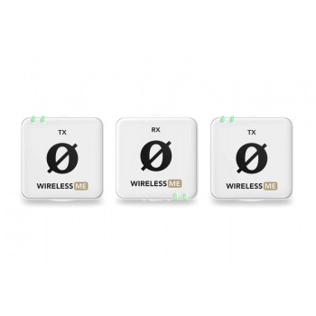 R DE Wireless ME Dual White - compact wireless microphone system with two transmitters for two-channel recording