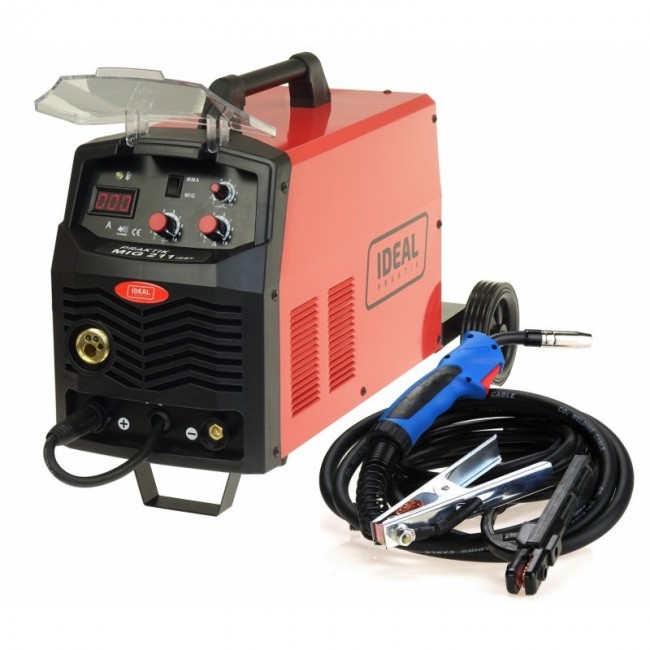 PRAKTIK MIG 211 MMA Digital - MIG/MAG semi-automatic welding machine, minimum welding current: 30A, maximum welding current: 200A, rated power: 6.2kW, power supply: 230V, welding method: FLUX/MIG-MAG/MMA