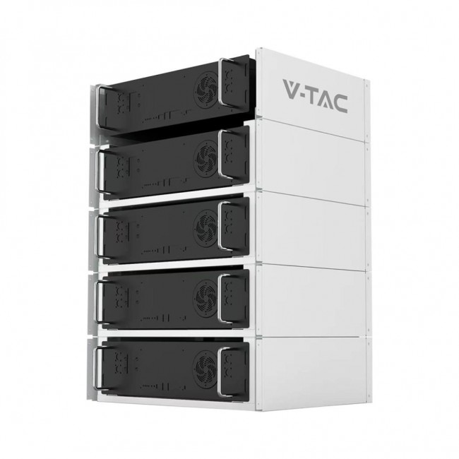 RACK stand for energy storage V-TAC VT48100E-P2 modular shelving 5,12kWh 5 modules max (SKU 11556) White RACK stand for energy storage V-TAC VT48100E-P2 modular shelving 5,12kWh 5 modules max (SKU 11556) White