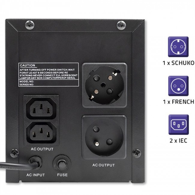 Qoltec 53775 Uninterruptible power supply Line Interactive | Monolith | 1200VA | 720W Qoltec 53775 Uninterruptible power supply Line Interactive | Monolith | 1200VA | 720W