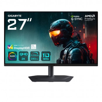 GIGABYTE MO27Q2A 27 OLED 2K QHD Gaming Monitor - 2560 x 1440, 280Hz, 0.03ms, 250 cd/m , FreeSync Premium Pro, DisplayHDR True Black 400, HDMI 2.1, Displayport 1.4