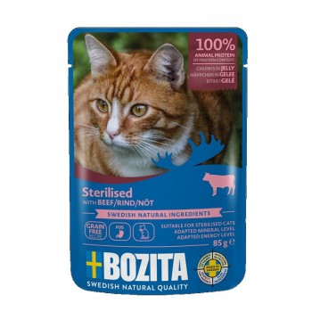 BOZITA Sterilised Beef Chunks in jelly - wet cat food - 85g