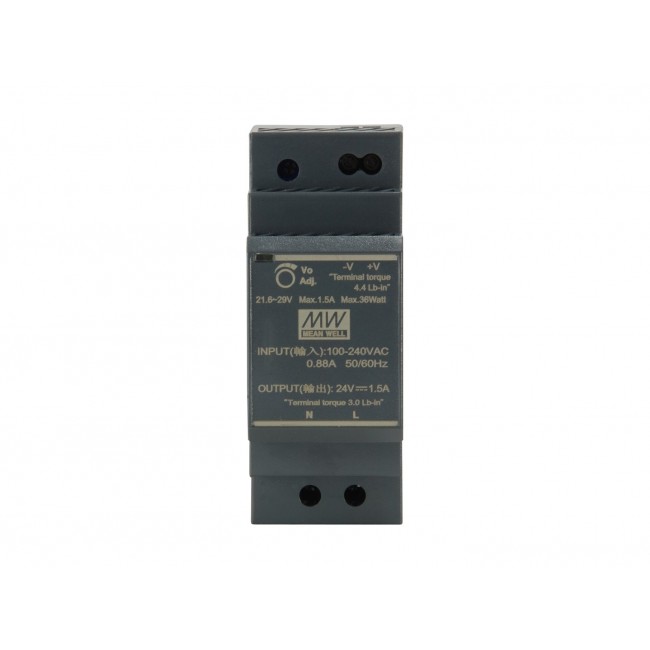 LevelOne 24V DC Industrial Power Supply, 30W, DIN-Rail