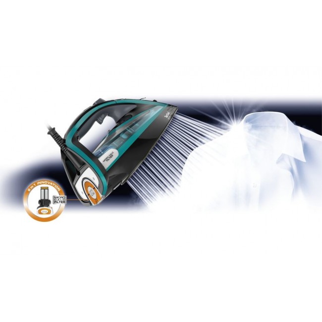 Tefal Ultimate Pure FV9844 Dry & Steam iron Durilium Autoclean soleplate 3200 W Black, Blue