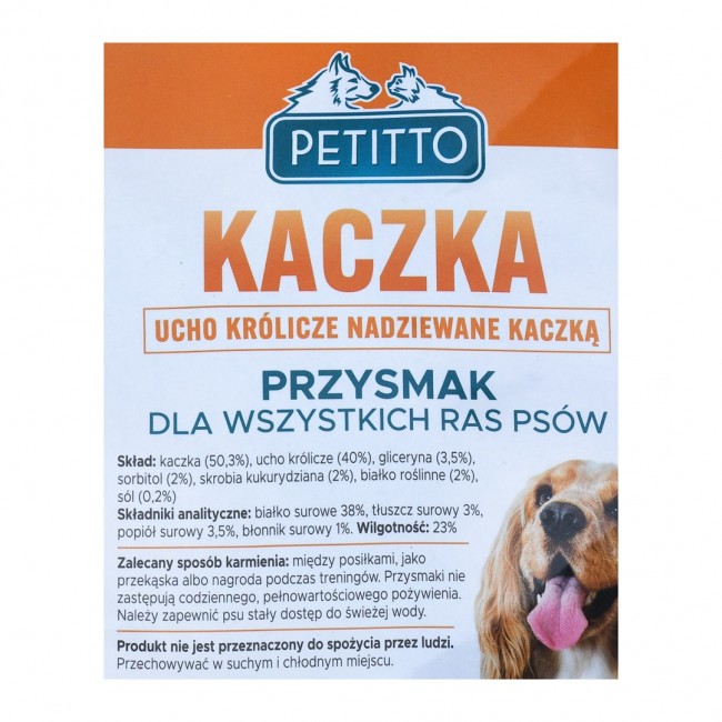 PETITTO Rabbit ear stuffed with duck - dog treat - 500 g