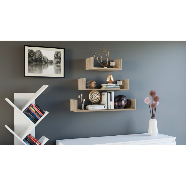 Topeshop MOBI 3P SONOMA shelve Floating shelf Wall mounted Particle board Oak