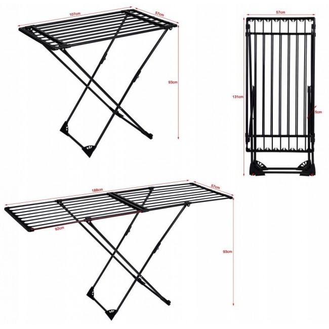 PROMIS CORTONA clothes dryer, telescopic, extendable, black PROMIS CORTONA clothes dryer, telescopic, extendable, black