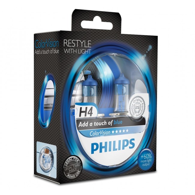 Philips ColorVision Type of lamp: H4 Blue car headlight bulb Philips ColorVision Type of lamp: H4 Blue car headlight bulb