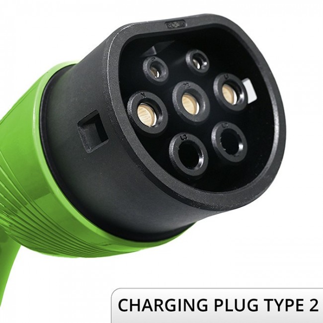Qoltec Mobilna adowarka do samochodu elektrycznego EV i hybryd z regulacją 2w1 Typ2 | 11kW | 400V | CEE 16A | Wi-fi | TUYA | SMART LIFE | LCD | Przeno na | Wallbox | 5m