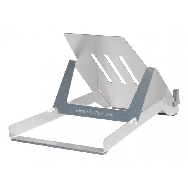R-Go Tools Laptop holder R-Go Riser Basic, foldable and adjustable laptop riser, aluminum, silver R-Go Tools Laptop holder R-Go Riser Basic, foldable and adjustable laptop riser, aluminum, silver
