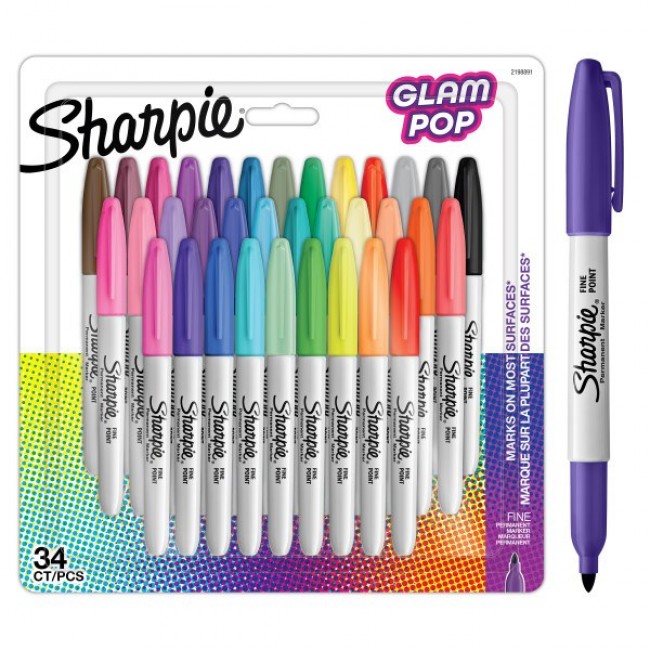 Sharpie 2198891 marker 34 pc(s) Fine tip Black, Green, Orange, Pink, Purple, Red, Yellow