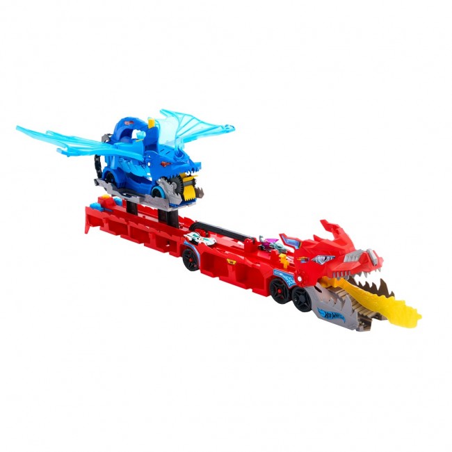 Hot Wheels City Ultimate Dual Dragon Transporter & 2 1:64 Scale Toy Cars Hot Wheels City Ultimate Dual Dragon Transporter & 2 1:64 Scale Toy Cars