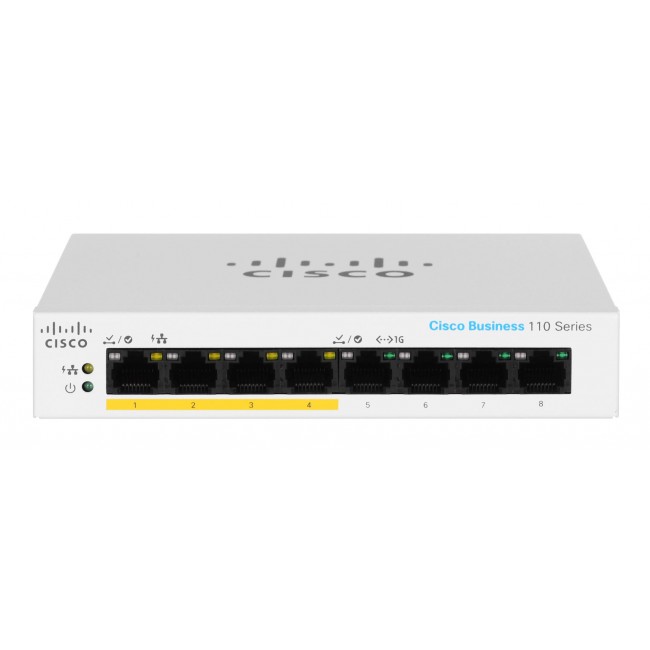 Cisco CBS110-8PP-D Unmanaged L2 Gigabit Ethernet (10/100/1000) Power over Ethernet (PoE) Grey