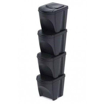 KEDEN WASTE BIN SORTIBOX 25L SET 4 - ANTHRACITE ECO WOOD