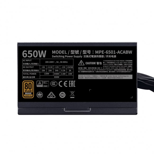Cooler Master MWE 650 Bronze 230V V2 power supply unit 650 W 24-pin ATX ATX Black Cooler Master MWE 650 Bronze 230V V2 power supply unit 650 W 24-pin ATX ATX Black