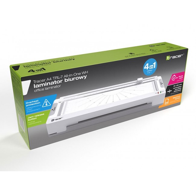 Tracer A4 TRL-7 Laminator All-in-One cold/hot, White Tracer A4 TRL-7 Laminator All-in-One cold/hot, White