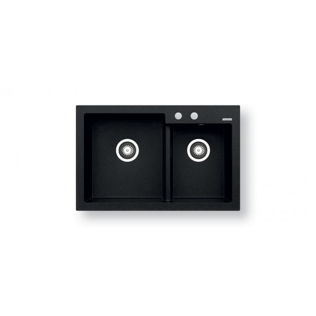 Pyramis Diplos (79X51) 1 3/4B 070168601 Volcano granite 2-bowl sink, black