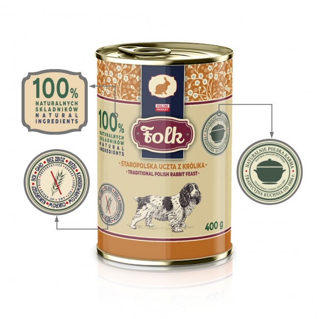 FOLK Traditional polish rabbit feast - wet dog food - 400g
